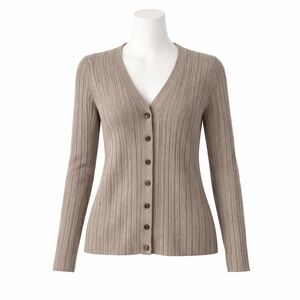 Size S Halston 100% Merino Wool Tan Button Up Cardigan